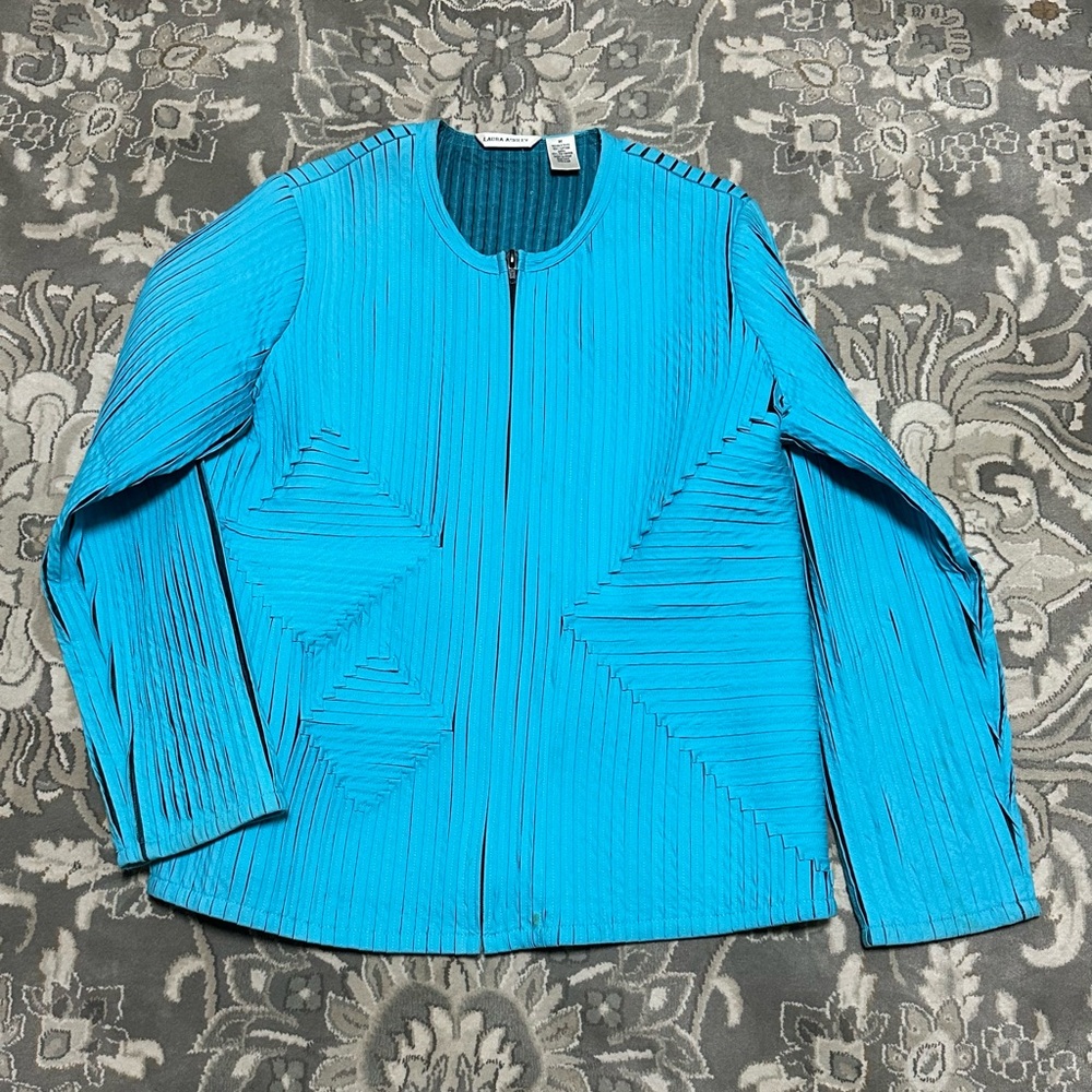 Vintage Laura Ashley micro-pleated zip-front top or jacket